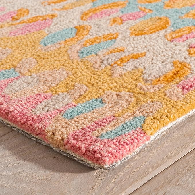 Dash and Albert Paint Chip Wool Area Rug - 2.5' x 8' Runner Confetti Graphic Hand Micro Hooked Accent Rug - Durable, High Traffic Areas Hallway, Bedroom, Stairs