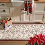 jinchan Elora 2x5 Floral Runner Rug for Hallway Washable Kitchen Runner Vintage Romance Design Non Slip Thin Indoor Floor Cover Low-Profile Throw Carpet for Entryway Bathroom Bedroom Porch, Red/Beige