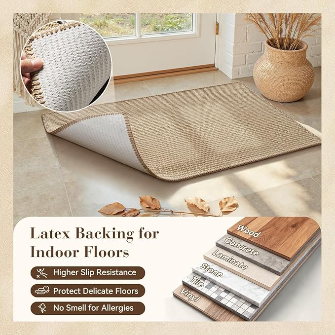 Jute Front Door Mat Indoor Entrance Indoor Door Mat Rugs for Entryway Entry Entrance Mats Inside Doormat Welcome Mats Boho 17"x36"