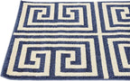 Unique Loom Athens Collection Classic Geometric Modern Border Design Area Rug (2' 7 x 10' 0 Runner, Navy Blue/ Beige)