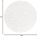 SAFAVIEH Tulum Collection Area Rug - 9' Round, Ivory & Light Grey, Moroccan Boho Tribal Design, Non-Shedding & Easy to Clean, Ideal for Living Room, Bedroom, Dining Space (TUL272G)