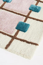 Greer Wool Area Rug - Chic Hand-Tufted Mauve, Blue, and Beige Design for Stylish Home Decor (8x12 Ft)