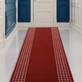 Custom Made Runner Rug for Kitchen Foyer Hallway Entry Choose Your Length 26 Inch Wide Geometric Checkered Design Red Color (42 feet x 26 inch)