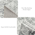 Abstract Rug 8x10 Large Living Room Rugs Neutral Modern Washable Area Rugs for Bedroom Dining Room Non-Slip Stain Resistant Foldable Thin Rug Gray White