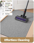 Color&Geometry Thin Indoor Entrance Mats for Home, 24"X36" Indoor Mats for Entryway Non Slip Rubber Backed, Dirt Trapper Door Rugs for Entryway Indoor 2x3 Washable, Grey (Rolled-up NO Creases)