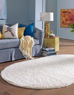 Unique Loom Solid Shag Collection Area Rug (3' 3" x 5' 3" Oval, Snow White)