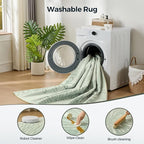 WITSHOCK 9x12 Washable Rug for Living Room,Modern Floral Distress Print Pattern Area Rugs,Stain Resistant with Non Slip Backing Carpet for Dining Room,Bedroom & Home Decor,Green/Light Green