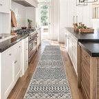 KUTA Boho Runners for Hallways 2x8 Light Brown Black Moroccan Washable Runner Rug Non-Slip Vintage Kitchen Rugs Ultra Soft Distressed Geometric Floor Carpet for Bedroom Laundry Living Room