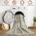 Runner Rug Kitchen Washable Rugs: 3x8 Non-Slip Abstract Soft Modern Stain Resistant Indoor Floor Neutral Accent Throw Carpet for Hallway Bathroom Laundry Room Entryway Bedroom- Green