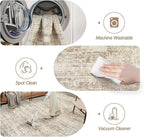 5x7 Area Rugs Brown Low Pile Indoor Washable Trendy Faded Style Rugs for Bedroom Living Room Dining Room Foldable Non-Slip Thin Print Mat