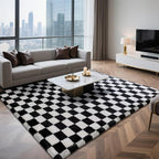6x9 Area Rugs for Living Room Bedroom, Soft Fluffy Shaggy Bedside Rug, Indoor Floor Carpet for Kids Playroom, Dorms, Nursery Rooms, Home Decor (Black & White 6'x9')