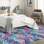 Colorful Wave Rug, 6x8 Rug, Abstract Watercolor Rugs for Living Room Bedroom, Watercolor Large Area Rug, Washable Rug Non Slip Soft Indoor Carpet, Colorful Wave Home & Room Decor