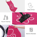 Smiry Dog Door Mat for Muddy Paws, Absorbent Dirt Trapper Non Slip Quick Dry Washable Chenille Mat for Mud Dogs, Entry Rug for Indoor and Outdoor (36x24 Inches, Hot Pink and White)