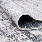 Bloom Rugs Washable Non-Slip 12 ft Runner - Gray/Charcoal/Blue Modern Abstract Runner for Entryway, Hallway, Bathroom, and Kitchen - Exact Size: 2.5' x 12'