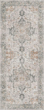 GENIMO Runner Rug 2x12, Non Slip Vintage Hallway Runner Rugs, Low Pile Lightweight Machine Washable Mat for Hallway, Entryway, Bedroom, Kitchen and Corridor,Light Taupe Brown