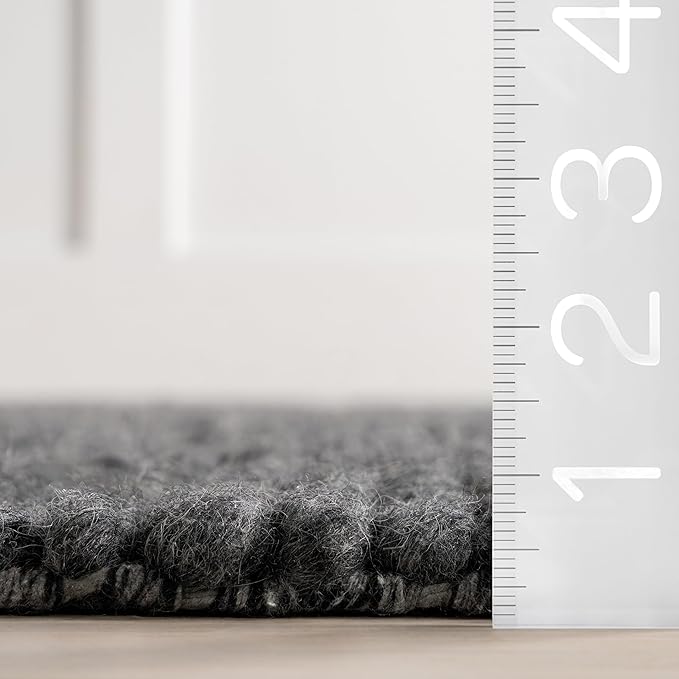 Nuloom Penelope Charcoal, 2'6" x 8', Hand-Braided, Wool & Cotton, Soft and Textured, High Traffic, Stain Resistant, Easy Clean, Durable Runner for Bedroom, Living Room, Dining, Foyer, Entryway