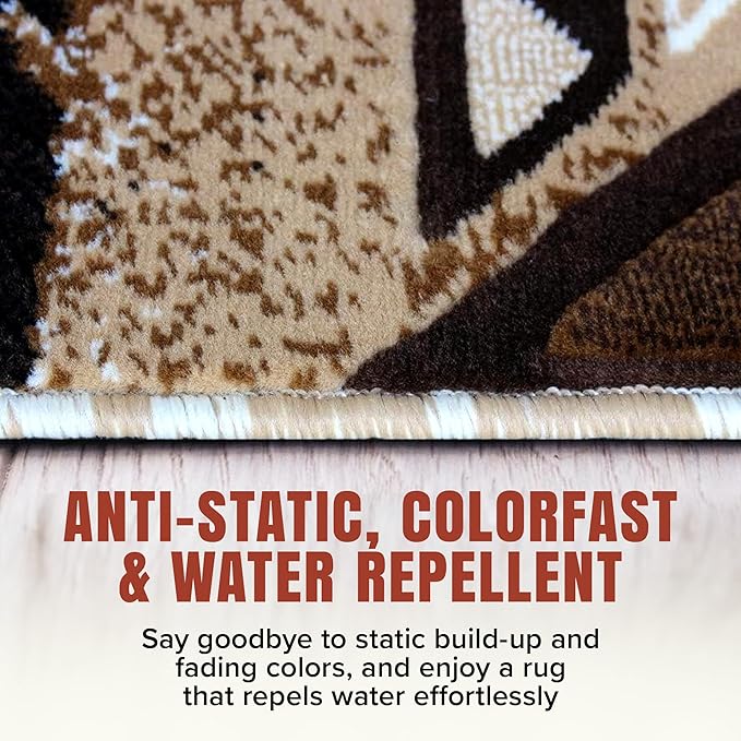YHSF South West Native American Area Rug C318 - Easy Clean, Thick, Soft, Durable Native Tribal American Indian Inspired Rug for Bedroom/Living Room and More - Ivory, 2 Feet x 3 Feet 4 Inches