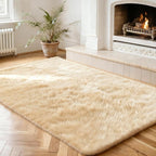 2x3 Solid Fluffy Camel Area Rug – Washable, Durable,Small Bedroom Rug, Non-Slip High Pile Shag Rugs for Living Room, Bedroom, Bedside, Dorms, Nursery Rooms, Kids Room, Soft Indoor Floor Carpet