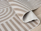 Annabel Modern Geometric Area Rug for Living Room, 4x6 Contemporary Arched Linear Beige Neutral Rug, Stain Resistant Non-Shedding Carpet for Bedroom, Dining Room or Kitchen (4' x 6', Beige)