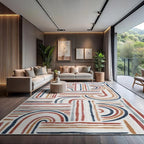 CAMILSON Indoor Outdoor Rug, Multicolor 8x10 Geometric Arch Striped Area Rugs for Patio and Home Areas, Easy-Cleaning Non-Shedding Living Room, Garden and Deck Washable Outside Carpet (8 x 10)