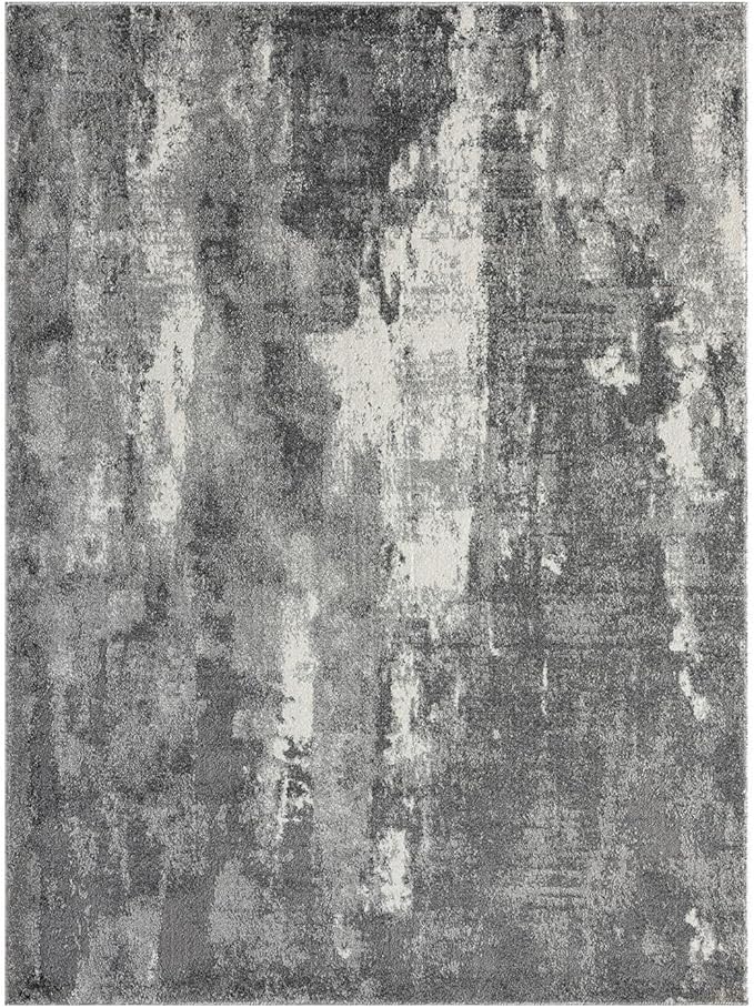 LUXE WEAVERS Euston Collection 7681 Dark Grey 8x10 Modern Abstract Area Rug