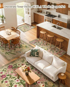 Door Mat Entrance 2x3 Rug - Floral Rugs Washable Small Area Rug Non-Slip Low Pile Carpet Throw Rugs for Indoor Entryway, Bedroom, Kitchen, Front Door, Entry, Kids Room - Brown