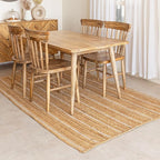 HOMEMONDE Natural Braided Jute Area Rug 5x8 ft - Off White Stripe Eco Friendly Premium Fiber - Hand Woven Rustic Vintage Farmhouse Rugs for Bedroom, Kitchen, Living Room, Dining Room