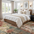 Washable Area Rugs 6'x8' Non-Slip Modern Abstract Soft for Living Room Entryway Bedroom Nursery, Print Pattern, Brown Rust Red Multi