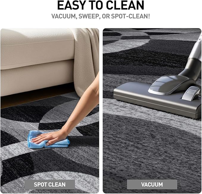 Rugshop Contemporary Abstract Circles Perfect for high Traffic Areas of Your Living Room,Bedroom,Home Office,Kitchen Area Rug 6'6" Gray (6' 6" Diameter)