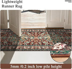 U'Artlines 3' x 14' Boho Hallway Runner Rug, Rust Non Slip Washable Vintage Farmhouse Accent Rug Carpet for Kitchen Entryway Laundry and Living Room (Rust＆Teal)