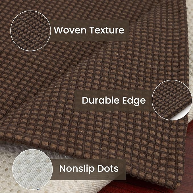 IOHOUZE Washable Area Rug 5x7 Non Slip Rubber Backed Rugs for Living Room, Dining Room Rugs Bedroom Rug, Woven Indoor Floor Carpet for Living Room Nursery Office, Brown