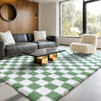 6x9 Area Rugs for Living Room Bedroom, Soft Fluffy Shaggy Bedside Rug, Indoor Floor Carpet for Kids Playroom, Dorms, Nursery Rooms, Home Decor (Green & White 6'x9')