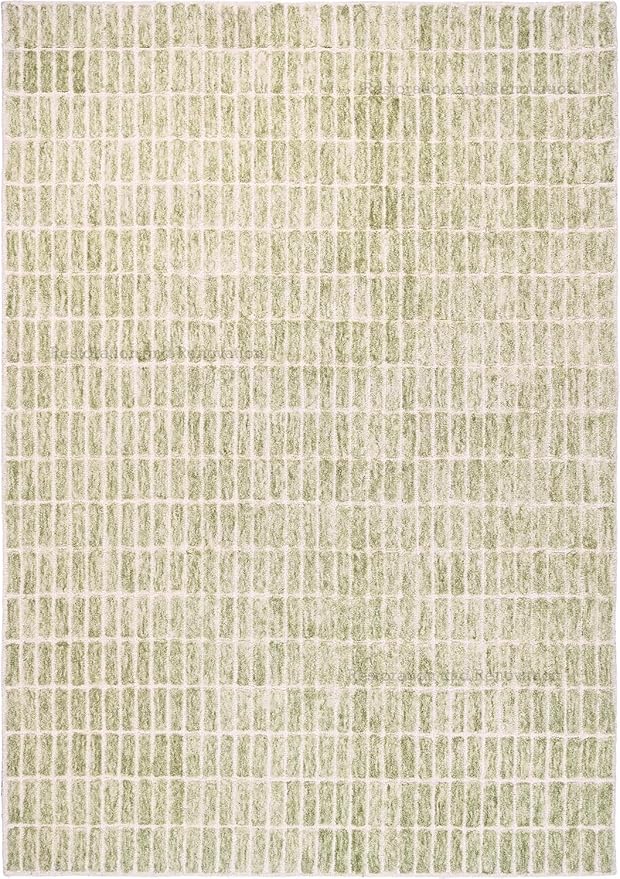 Hand-Tufted 100% Wool Area Rug – Unique Modern Geometric Grid Pattern, Soft Plush Textured Carpet for Living Room, Bedroom, Dining Room & Entryway (Light Green, 9' x 12')