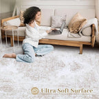Entryway Rug 2x3 Vintage Rugs, Machine Washable Small Area Rug Retro Medallion Distressed Rugs Non-Slip Soft Low Pile Throw Rug for Entryway Bedroom Bathroom Hallway Kitchen(Beige,2'x3')