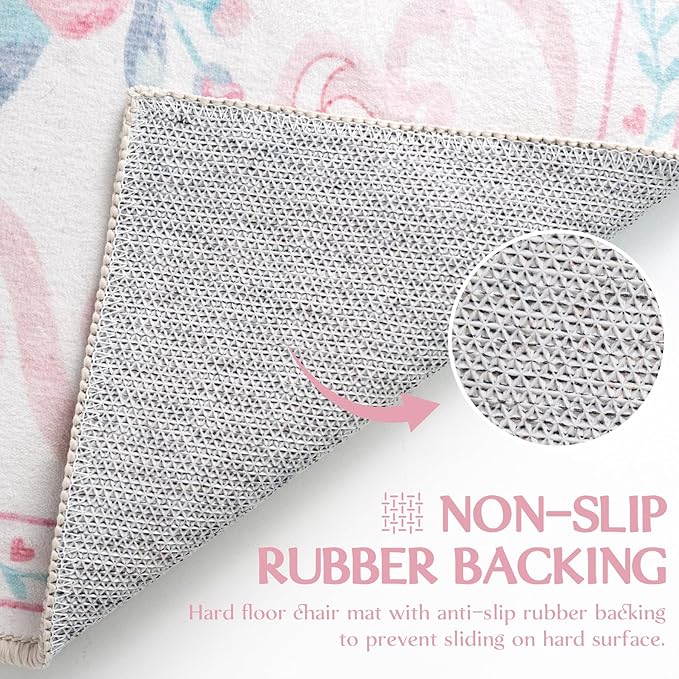 Pink Rug Bow Floral 8x10 Rug, Washable Area Rugs for Bedroom Living Room, Dining Room,Kids Room, Office,Playroom, Boho Modern Aesthetic Farmhouse Decor Non Slip Low Pile Carpet