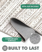 LUMI Washable Rug, 23x59 Kitchen Rugs for Entryway Bathroom, Non-Slip Indoor Door Mat Ultra-Thin, Small Oriental Throw Carpet for Bedroom Entry Office, White and Brown