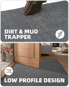 Color&Geometry Front Door Mat Indoor Non Slip Rubber Backing, 36"x55" Ultra Thin Doormat, Soft Absorbent Inside Doormat Washable Easy Clean Rugs for Entryway, Slate Gray (Rolled-up NO Creases)