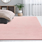 Large Area Rugs for Living Room Bedroom, 5x8 Feet Pink Rug, Minimalist Modern Shag Rug, Soft Thick Comfy Memory Foam Indoor Carpet, Non-Slip Washable Rug for Boys Girls Dorm Nursery Room Home Decor
