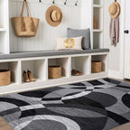 Rugshop Gray Modern Geometric Area Rug, Abstract Circles, High-Traffic, Non-Shedding, for Living Room, Bedroom and Home Office, 5'3" x 7'3"