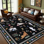 9x12 Area Rugs Living Room Rug: Vintage Washable Rug Floral Soft Carpet Indoor Floor Non-Slip Boho Stain Resistant Large Carpets for Bedroom Kids Nursery Dining Room Farmhouse Home Office Black/C01