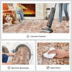 Large 5x8 Area Rugs for Dining Room Machine Washable Rugs Boho 5x8 Rug for Living Room Carpet Non-Slip Family & Pet Friendly Area Rugs Print Floor Rug(Brick Red 5x8ft)