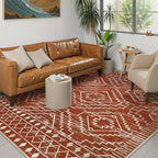 Wonnitar Moroccan Bathroom Rug,Washable 2x3 Small Bath Mat, Boho Tribal Soft Kitchen Sink Mat, Non-Slip Geometric Entry Way Rug, Low-Pile Indoor Carpet for Bedside Entrance Laundry (Brown,2'x3')
