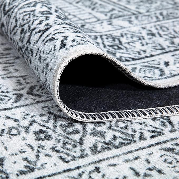 Bloom Rugs Caria Washable Non-Slip 9x12 Rug - Ivory/Black Geometric Area Rug for Living Room, Bedroom, Dining Room, and Kitchen - Exact Size: 9' x 12'