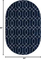 Unique Loom Marilyn Monroe Glam Collection Area Rug - Trellis (5' 3' x 8' Oval, Navy Blue Silver/ Silver)