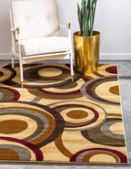 Unique Loom Barista Collection Area Rug - Kona (5' 3" x 8' Rectangle, Beige/ Black)