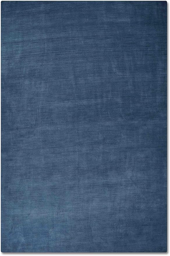 Rugsotic Carpets Hand Knotted Gabbeh Wool 6'x9' Area Rug Solid Blue L00111
