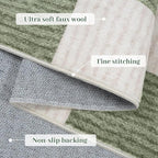 LIVEBOX Checkered Round Rug 6 Ft Washable Area Rug for Playroom, Kids Non-Slip Neutral Classic Circle Rug Geometric Large Carpet Soft Boys Rug for Classroom Dorm Bedroom(Sage Green,180R)