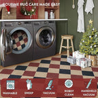 Lahome Checkered 5x7 Rug, Indoor Outdoor Rug Non Shedding Black and Red Washable Carpet, Checkerboard Non Slip Stain Resistant Indoor Carpet for Patio Office Living Dining Room