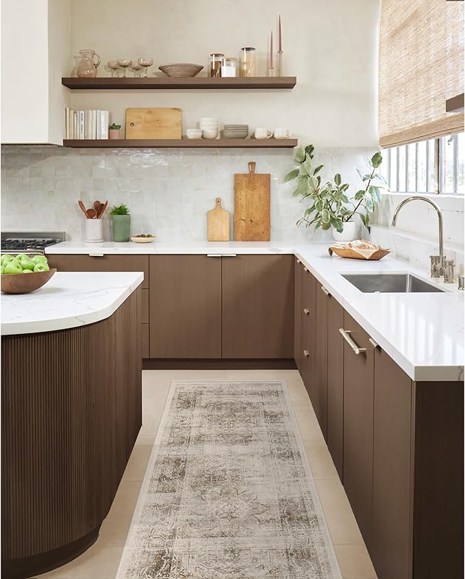 RUGGABLE Washable Vintage Area Rug – Sarrah Hazel 8x10, Stain-Resistant, Non-Slip – Large Machine Washable Rugs for Living Room, Bedroom, Hallway, Entryway & Office–with Standard Pad