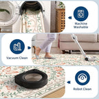 GarveeHome 8x10 Beige Floral Rugs for Living Room Washable Rugs Non Slip Stain Resistant Bedroom Floral Rug Low Pile Soft Dining Room Throw Carpet Beige Bow Large Carpet for Home Office Decor, 8x10